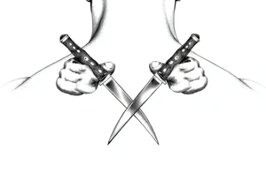 Hands as knives and scissors tattoo idea