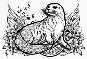 seal smoking cigarette tattoo idea