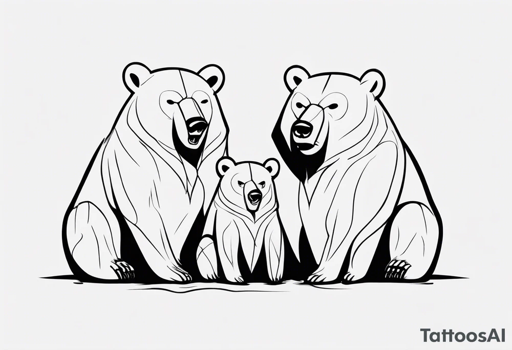 a family of three bears, minimalist, hockey tattoo idea