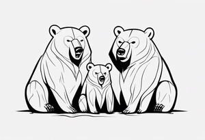 a family of three bears, minimalist, hockey tattoo idea
