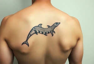 aboriginal indigenous - 2 tribes dolphin and sand goanna. Sibling symbols 2 females 1 male. Water ways dot art on arm tattoo idea