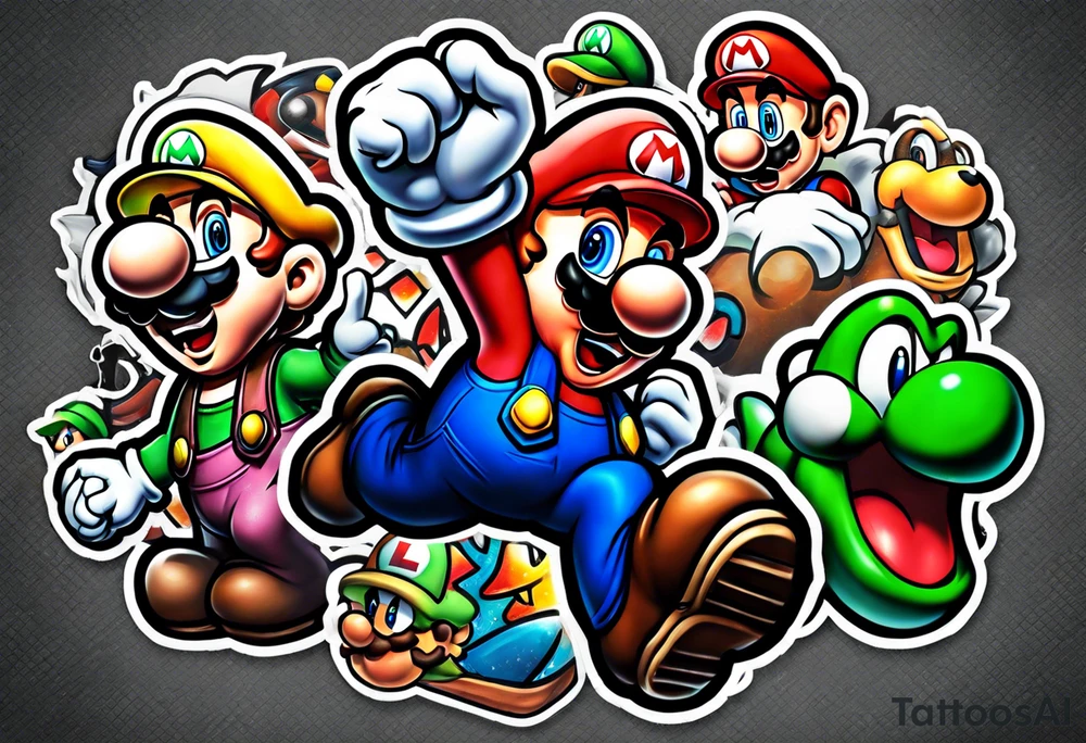 Mario Luigi ghosts and goombas tattoo idea