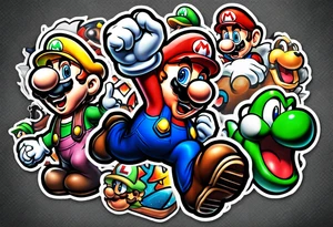 Mario Luigi ghosts and goombas tattoo idea