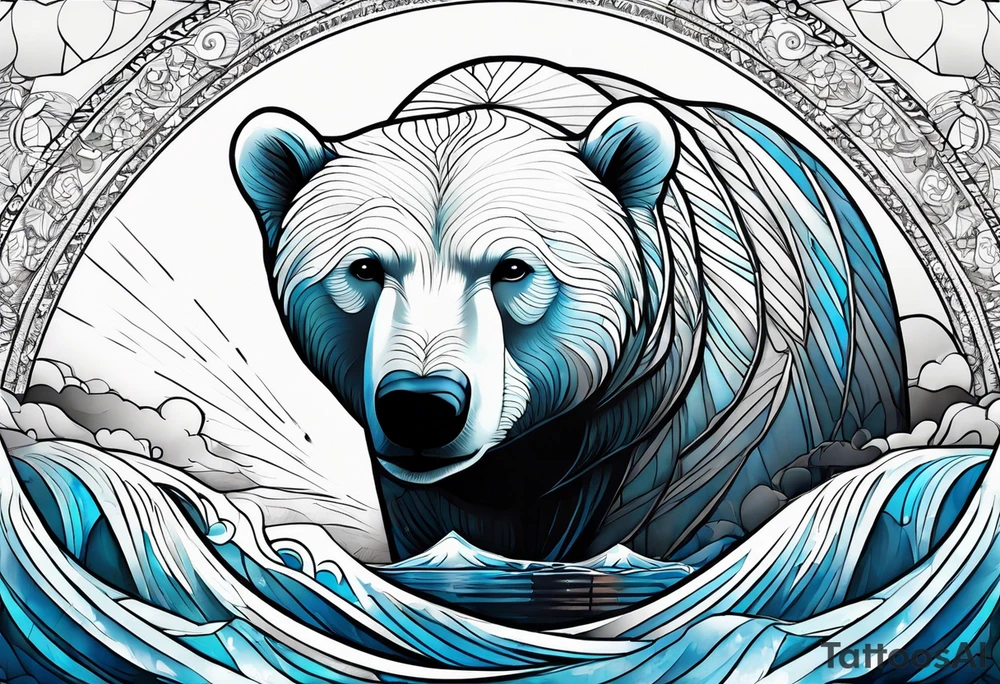 mona lisa but a polar bear tattoo idea