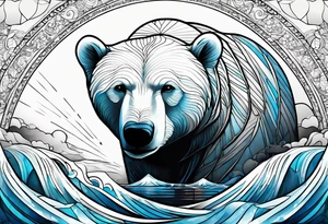 mona lisa but a polar bear tattoo idea