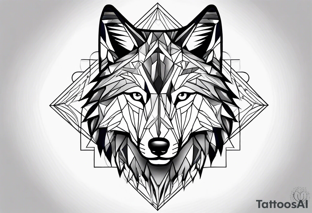 with a geometric wolf and a pattern around it tattoo idea with a geometric wolf and a pattern around it tattoo idea