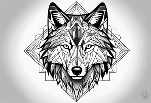 with a geometric wolf and a pattern around it tattoo idea