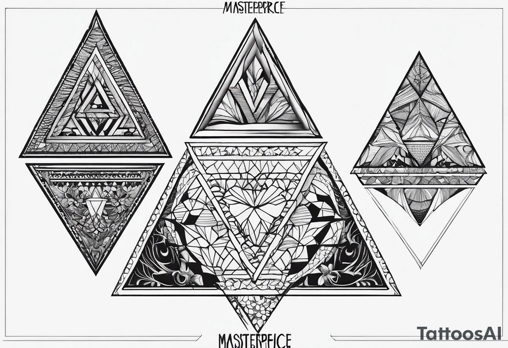 Geometric lace triangle tattoo idea