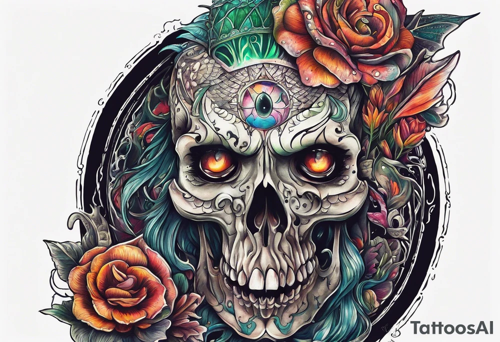 Beautiful Eldridge horror creature, astrology thigh tattoo tattoo idea