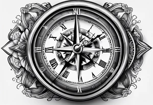 compass and clock tattoo idea
