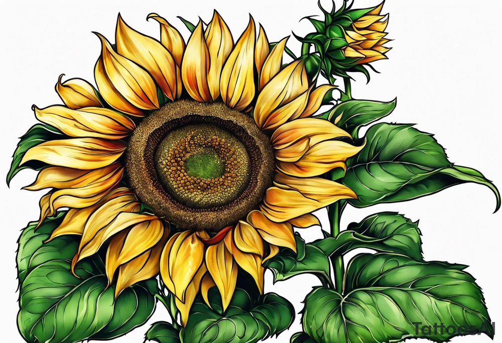 Flower fire an a sunflower tattoo idea