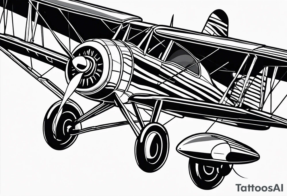 sketch of adventure plane in perspective from the bottom tattoo idea