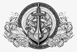 Valhalla sword shield viking ship dragon tattoo idea