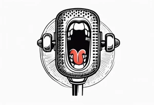 traditional vintage tattoo of mouth singing in microphone simple tattoo idea