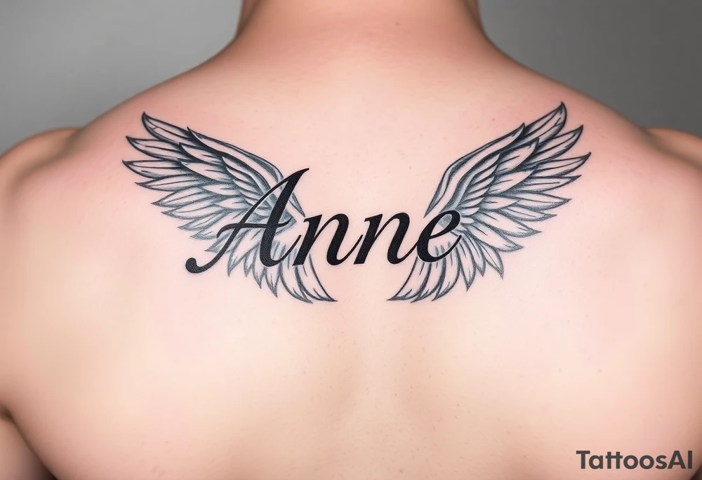 the name Anne in a phoenix feather tattoo idea