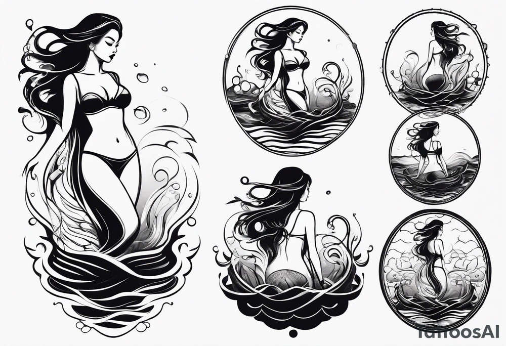 simple tattoo of full body girl floating on water tattoo idea