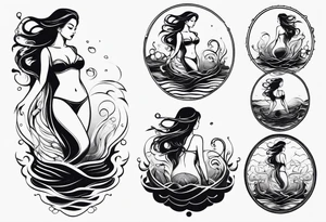 simple tattoo of full body girl floating on water tattoo idea