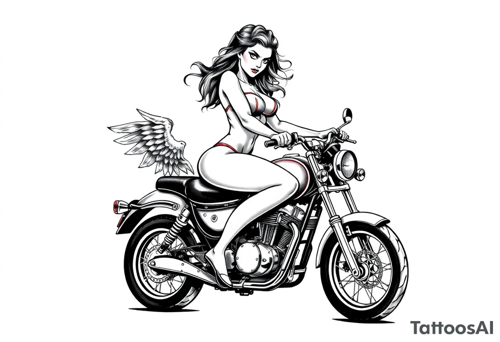 naked girl on motorcycle, slut, angry tattoo idea