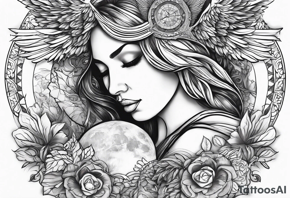 327, change, family and connection created into tattoo with angel watching over us tattoo idea