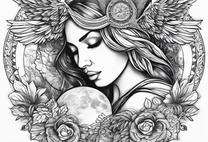 327, change, family and connection created into tattoo with angel watching over us tattoo idea