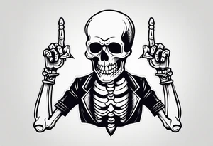 Skeleton holding up 3 fingers tattoo idea