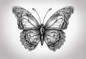 Detailed butterfly masculine tattoo idea