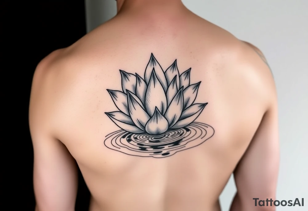 serene lotus flower emerging from sacred waters with ripples tattoo idea