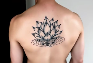 serene lotus flower emerging from sacred waters with ripples tattoo idea