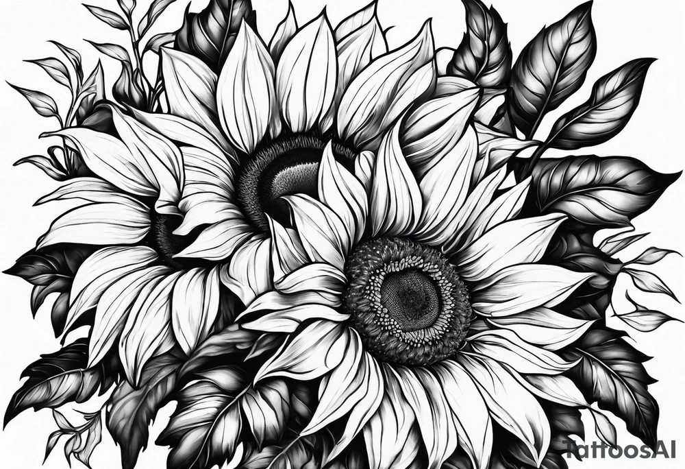 Flower fire an a sunflower tattoo idea
