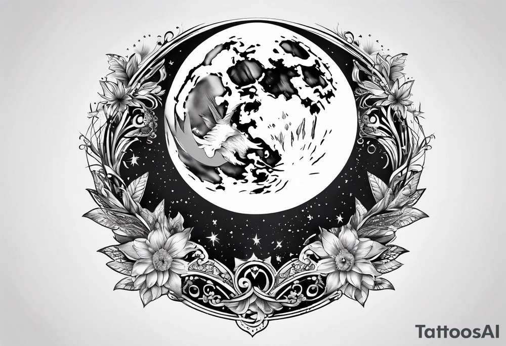 Stars moon tattoo idea