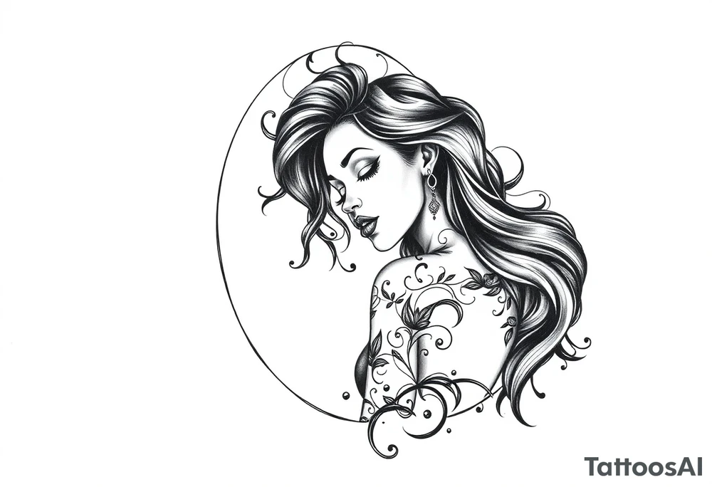 black woman loving herself in the mirror tattoo idea