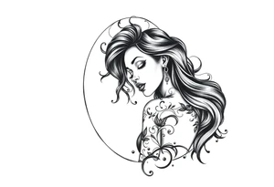 black woman loving herself in the mirror tattoo idea