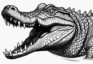 Full body alligator with stretched tail top view tattoo idea