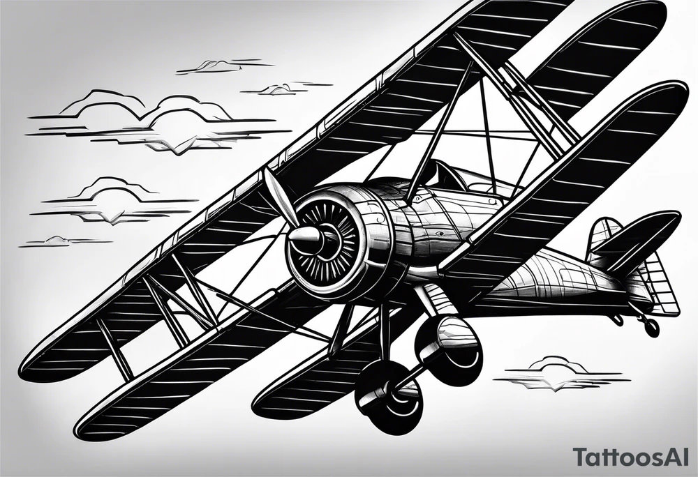 sketch of adventure plane in perspective from the bottom tattoo idea