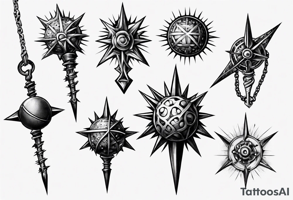 spiked ball mace on a chain tattoo idea