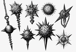 spiked ball mace on a chain tattoo idea