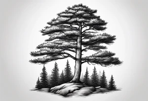 Small dainty detailed pine tree tattoo idea