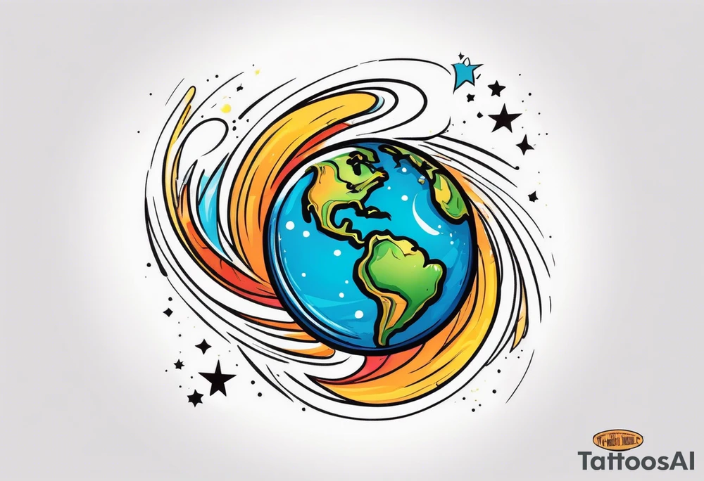 The Earth spinning in space tattoo idea