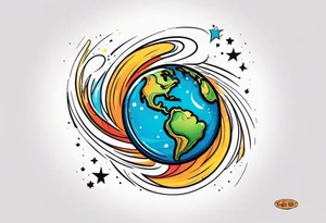 The Earth spinning in space tattoo idea