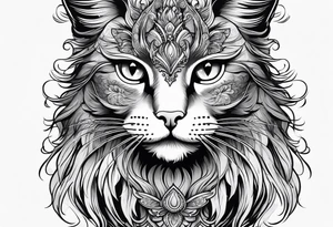 Long hair cat, regal, face tattoo idea
