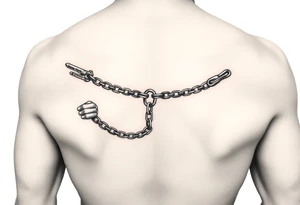 Chains wrapped around fingers to the wrist while connecting to the pointer finger and thumb tattoo idea
