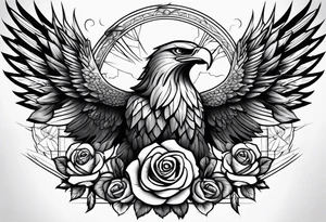 Warrior, eagle, sword, rose, family tattoo idea