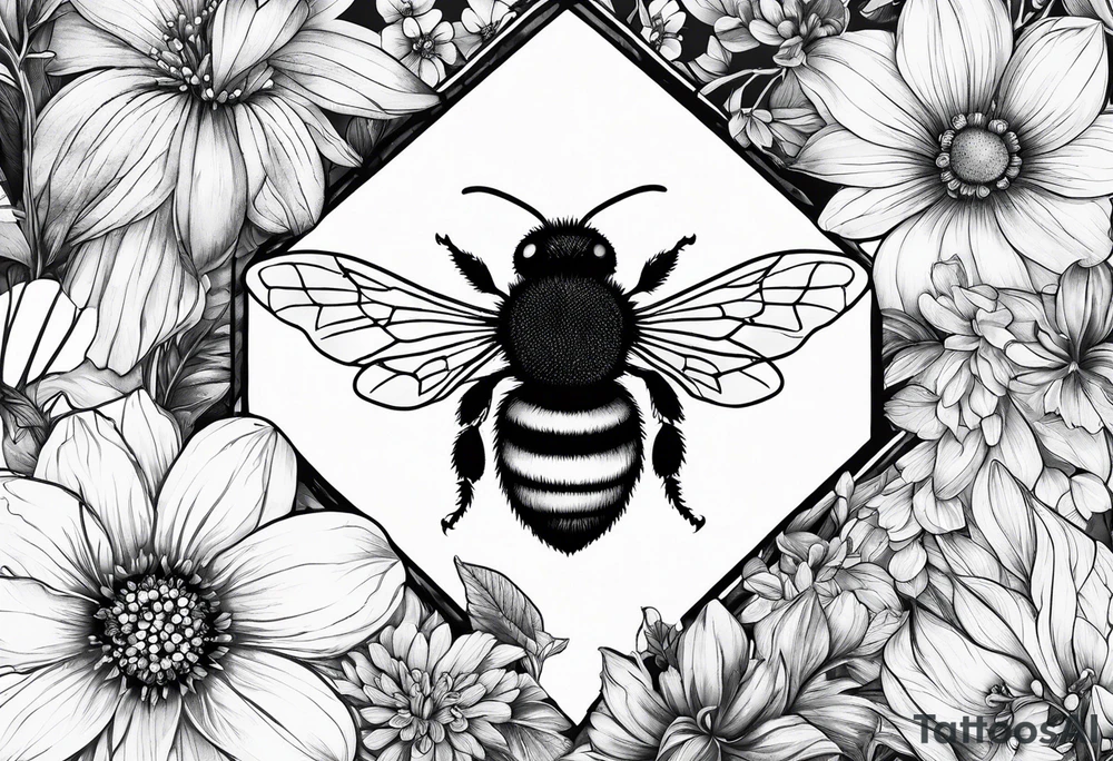 Wildflower tattoo with bumblebee tattoo idea