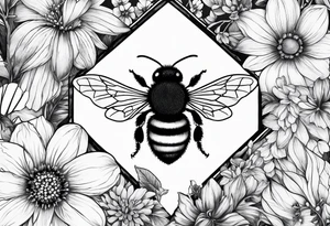 Wildflower tattoo with bumblebee tattoo idea