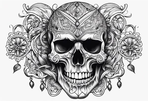 Skull teeth with lines and ornaments around tattoo idea
