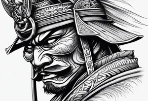 masked samurai tattoo to cover the bicep tattoo idea