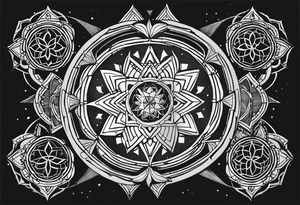 anahata, merkaba, mandala, geometric, cosmi tattoo idea