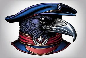 a raven sitting on top of the ravenmasters hat tattoo idea