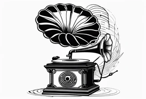 gramophone old with music tattoo idea