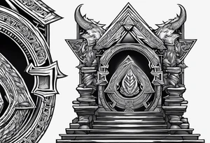 Valhalla sword shield dragon axe stairs Valknut barbed wire chains valknut fire tattoo idea